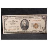 1929 $20 Richmond VA Federal Reserve Note