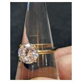 Beautiful Goldtone Ring With CZ  Size 7