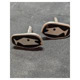 Vintage Modernist Cufflinks With Enamel Inlay