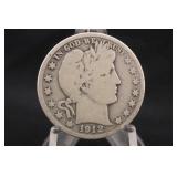 1912-S Barber Silver Half Dollar *Semi Key
