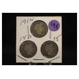 Lot of 3 Barber Silver Dimes