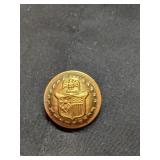 Antique Brass Uniform Button Featuring NY State