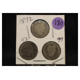 Lot of 3 Barber Silver Dimes
