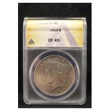 1922 Certified U.S. Silver Peace Dollar