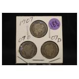 Lot of 3 Barber Silver Dimes