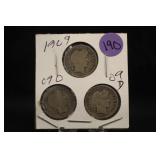 Lot of 3 Barber Silver Dimes