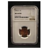 1955-S MS66 Red Lincoln Wheat Cent