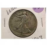 1943 Walking Liberty Silver Half Dollar