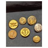 Vintage +Lot of Military Buttons  + 1 FD Button-