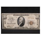 1929 $10 The Second Bank of Warren Ohio Note