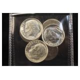 Lot of 6 Uncirculated Silver Roosevelt Dimes