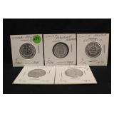 Lot of 5 Mixed Date China Fen Coins