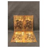 Lot of 4 Oklahoma 1/2 Gold Back Note