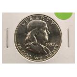 1957-D Uncirculated Franklin Silver Half Dollar