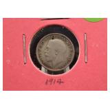 1914 Great Britain Silver 3 Pence Coin