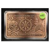 5oz .999 Copper Mermaid Bar
