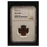 1955-S MS66 Red Lincoln Wheat Cent