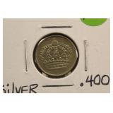1953 Sweden 25 Ore Silver Coin