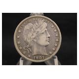 1901-P Barber Silver Half Dollar