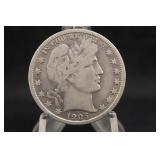 1905-S Barber Silver Half Dollar