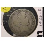 1906-D Barber Silver Half Dollar