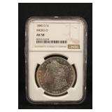 1880-O AU58 Micro O Morgan Silver Dollar NGC