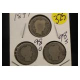Lot of 3 Silver Barber Dimes
