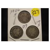 Lot of 3 Silver Barber Dimes