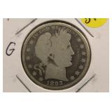 1893 Silver Barber Half Dollar