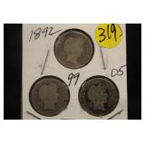 Lot of 3 Silver Barber Dime
