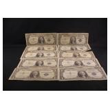 Lot of 10 Mixed Date Silver Certificate Star Notes