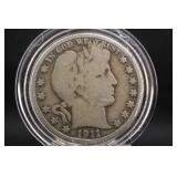 1911-P Barber Silver Half Dollar