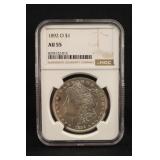 1892-O AU55 NGC Morgan Silver Dollar