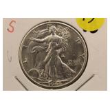 1944-S UNC Walking Liberty Silver Half Dollar