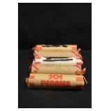 Lot of 5 Rolls 1960-D Small Date Pennies
