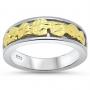 NEW .925 Silver-Gold & Black Plated Nugget Band