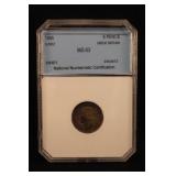 1885 .925 Silver Great Britain 6 Pence Coin