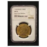 1759R PCGS AU53 Brazil 6400R Santa Cruz Collection