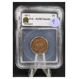 1871 AU58 U.S Two Cent Piece