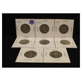 Lot of 8 Carded 90% Washington Silver Quarters