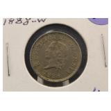 1888-W Columbia 5 Centavos Coin