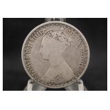 1868 Silver UK 1 Florin Coin