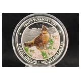1oz .999 Pennsylvania Ruffed Grouse Silver Round