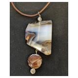 Lia Sofia Banded Agate Stone Necklace on Cord