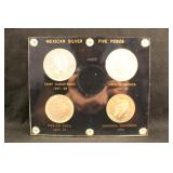 Mexican Silver Five Peso Coin Set in Capital