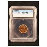 1957-D MS67 Red ICG Lincoln Wheat Cents