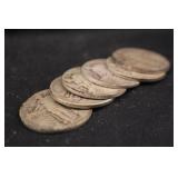 Lot of 6 Mixed Standing Liberty Silver Quarters