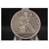 1842 No Motto Seated Liberty Silver Half Dollar