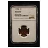1957-D MS66 Red Certified Lincoln Cent