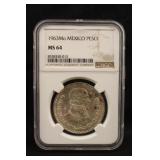 1963Mo Silver Mexico Peso NGC MS64